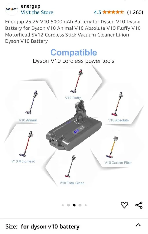 25.2V 5000mAh/3800mAh/4500mAh Battery for Dyson V10 image indicator(4)
