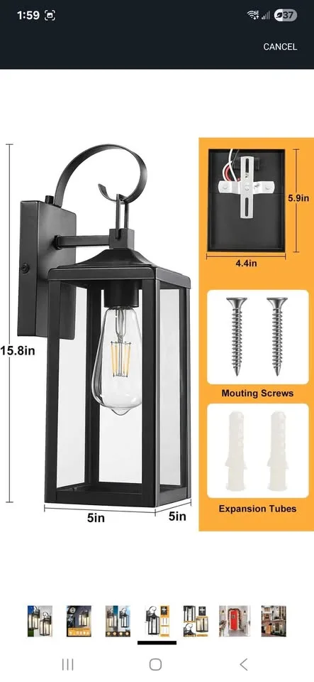 2Pcs Outdoor Wall Light Waterproof Wall Sconce Light image indicator(5)