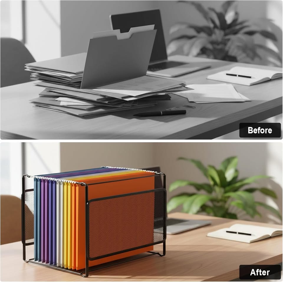 New~Hanging File Organizer W/Metal Mesh - photo 3