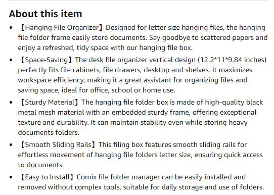 New~Hanging File Organizer W/Metal Mesh - photo 5