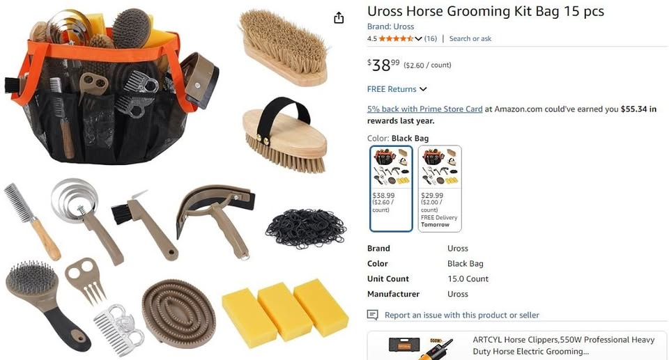New~Horse Grooming Kit Bag(15 PCS) - photo 4