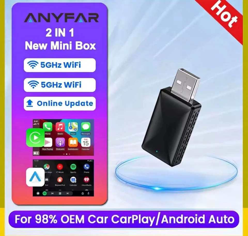 Wireless Carplay Adapter Android Auto Wireless Smart Dongle 2in1 thumbnail
