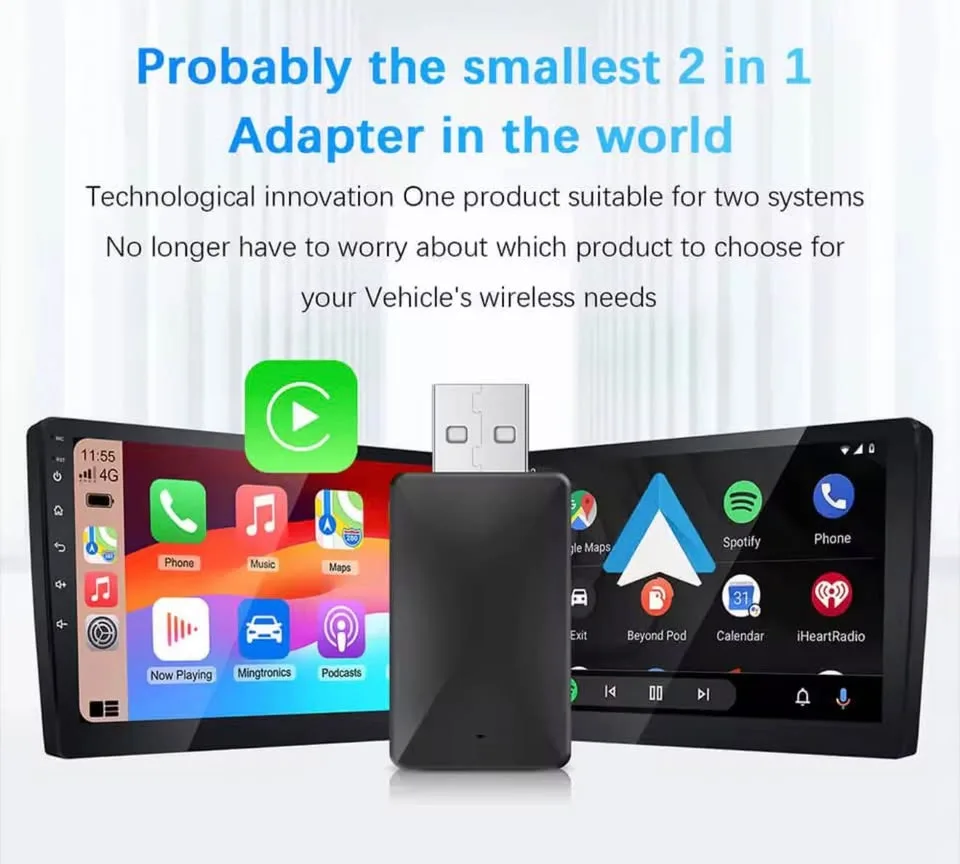 Wireless Carplay Adapter Android Auto Wireless Smart Dongle 2in1 image indicator(2)