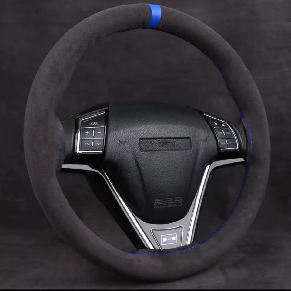 Alcantara steering wheel wrap hand stitching image indicator(4)
