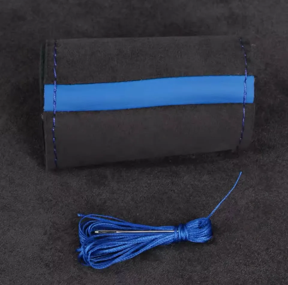 Alcantara steering wheel wrap hand stitching image indicator(8)