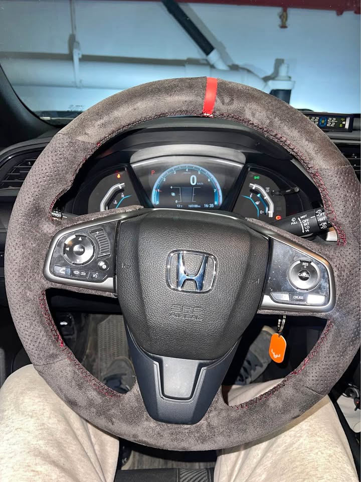 Genuine Leather Car Steering Wheel Cover with Needles