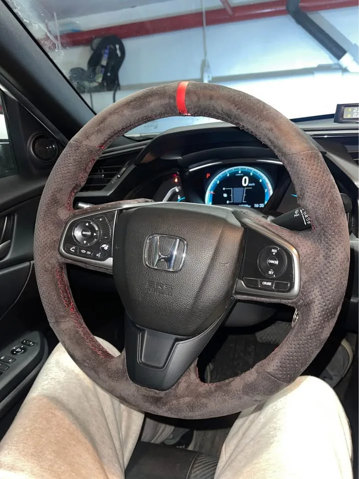 Genuine Leather Car Steering Wheel Cover with Needles image indicator(3)