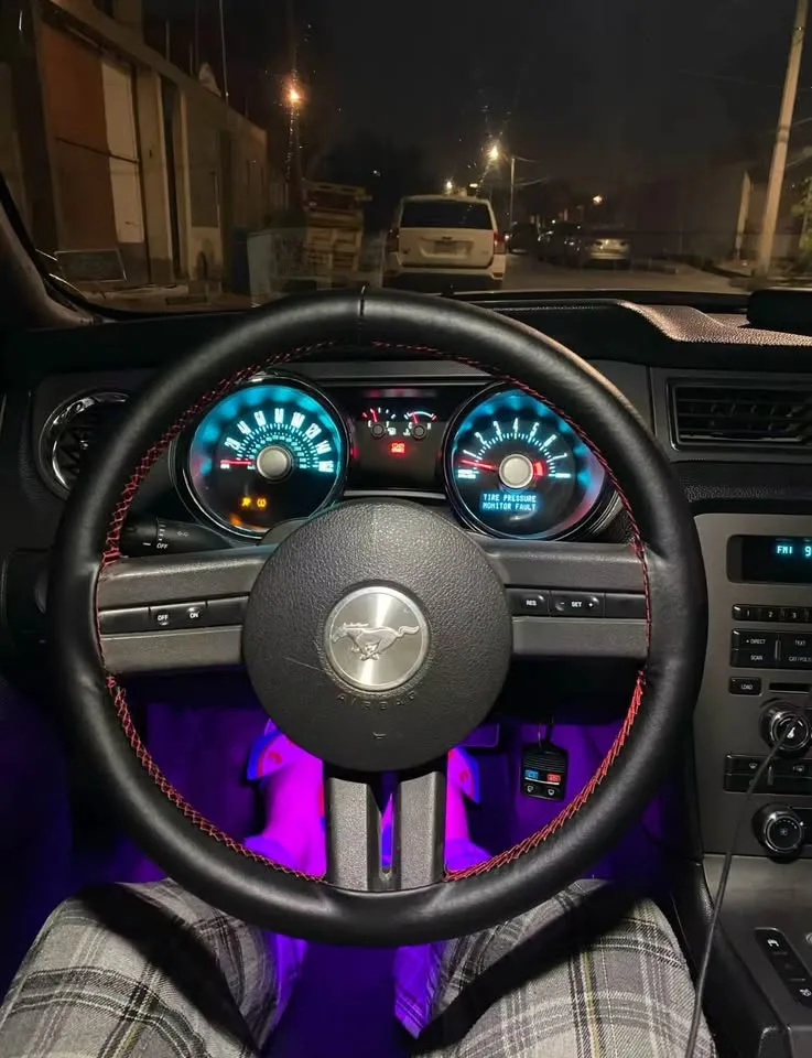 Genuine Leather Car Steering Wheel Cover with Needles image indicator(7)