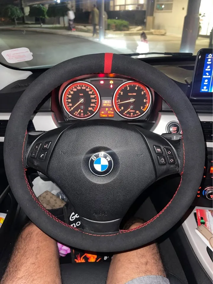 Genuine Leather Car Steering Wheel Cover with Needles image indicator(9)