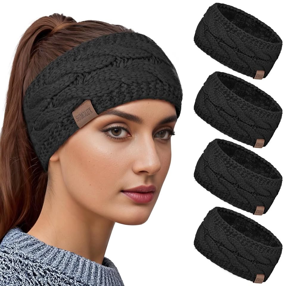New~Ear Warmers,Cable Knit, Soft Fleece Lined(4 PK)