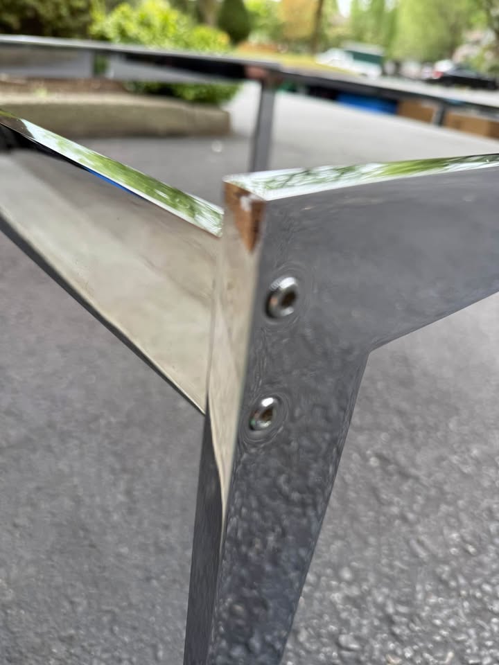 Mid Century Modern Style Polished Chrome Coffee Table Base - photo 3