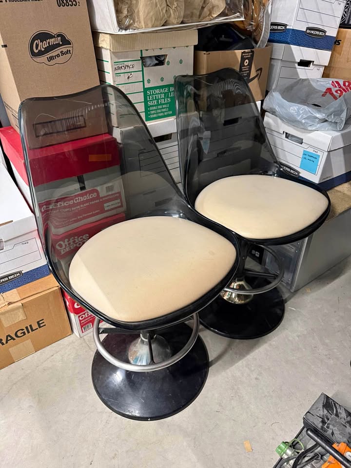 Eames Tulip Style Lucite/Acrylic Bar Stools - Pair