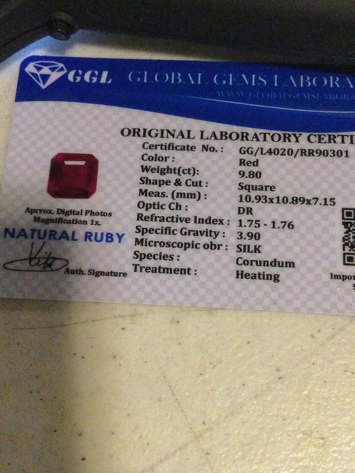 Ruby, Square Cut, 9.80 Carats - photo 2