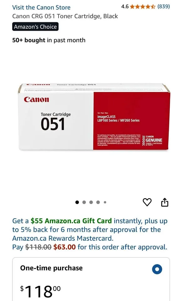 Canon 051 Toner Cartridge - New, Sealed thumbnail