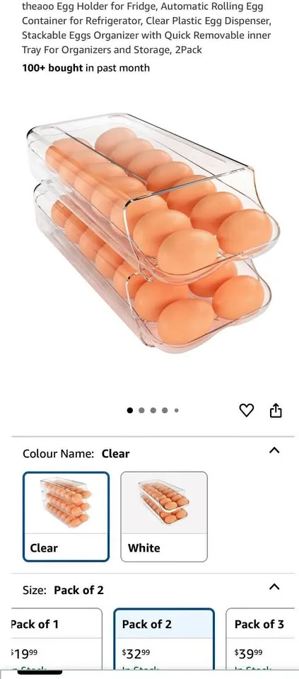 New, 2-pack THEAOO Egg Holder for Fridge (14 eggs each) thumbnail
