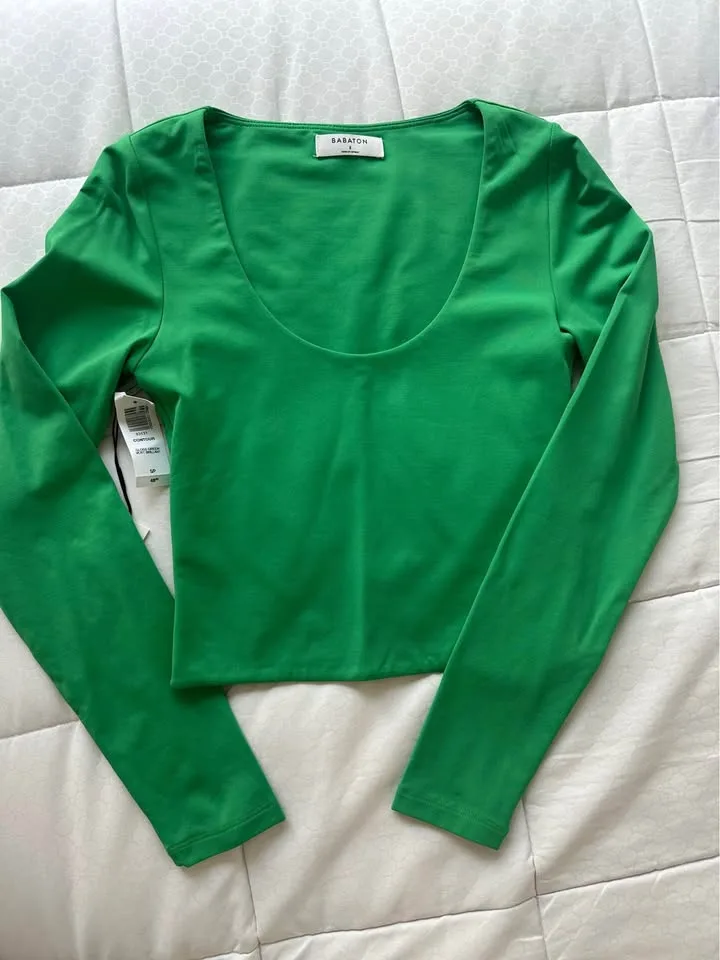 Aritzia Contour Scoop Neck Crop Longsleeve - SMALL image indicator(2)