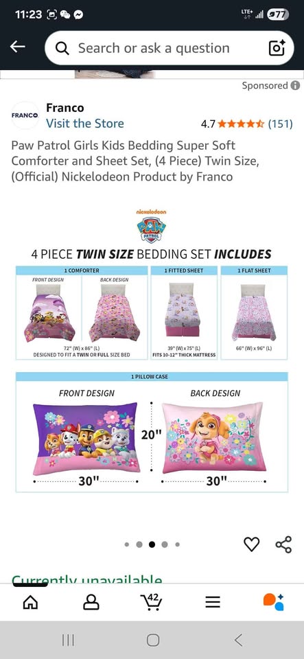 Paw Patrol 3-Piece Twin Sheet Set 🥕 - photo 5