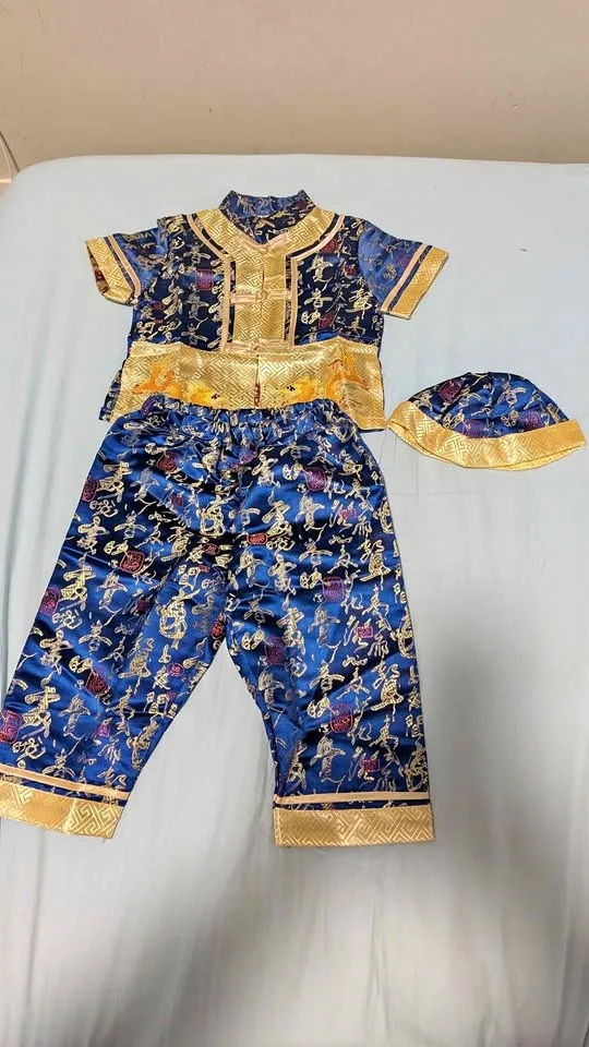 Kids Blue Chong Sam chinese new year outfit (size 1) thumbnail