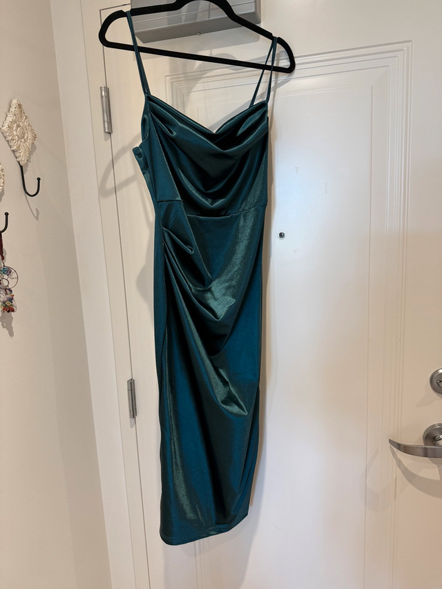 Emerald Green Satin Dress
