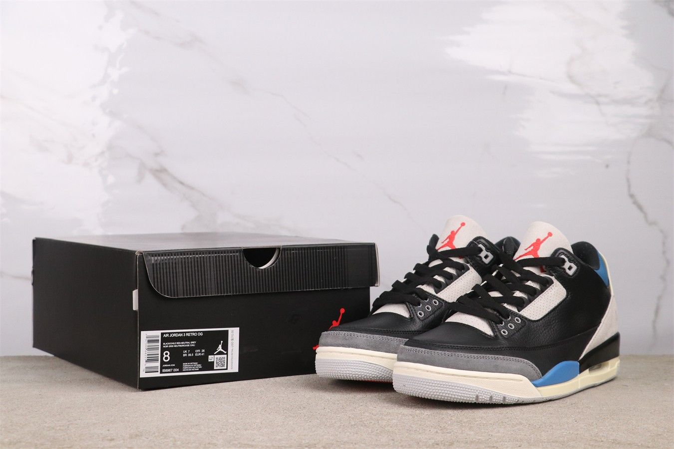 Jordan 3 Retro “Rare Air” – Black/Blue/Gray – New Size 8 🔥 - photo 4