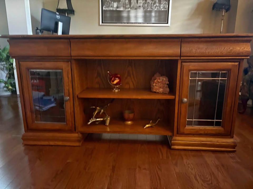 4 piece Executive Desk Set - Solid Oak Rustic oak finish