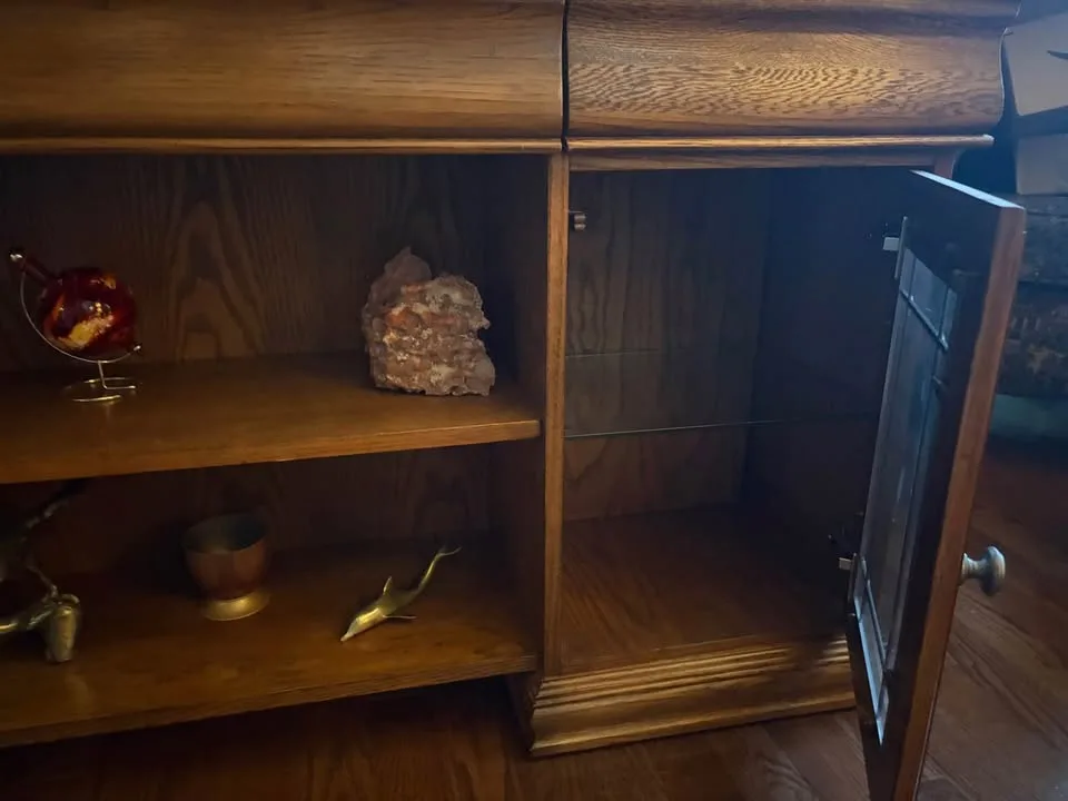 4 piece Executive Desk Set - Solid Oak Rustic oak finish image indicator(3)