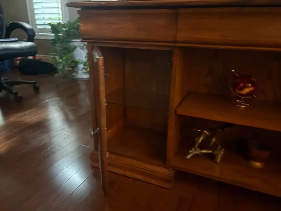 4 piece Executive Desk Set - Solid Oak Rustic oak finish image indicator(4)