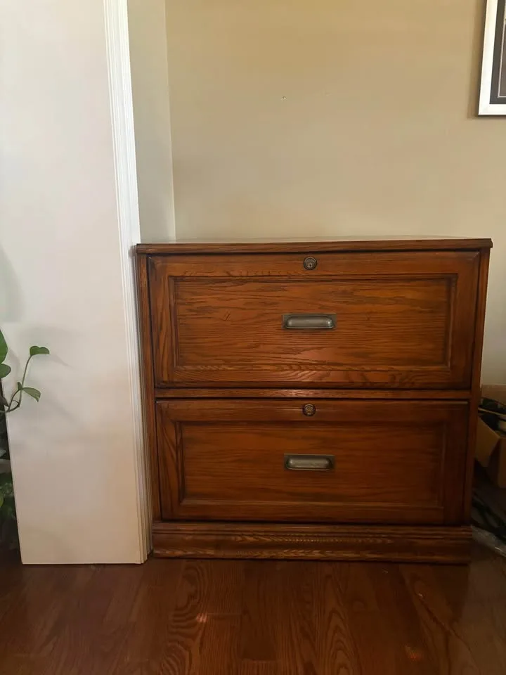 4 piece Executive Desk Set - Solid Oak Rustic oak finish image indicator(5)