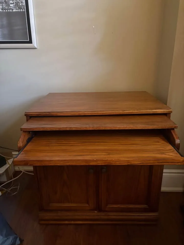 4 piece Executive Desk Set - Solid Oak Rustic oak finish image indicator(8)