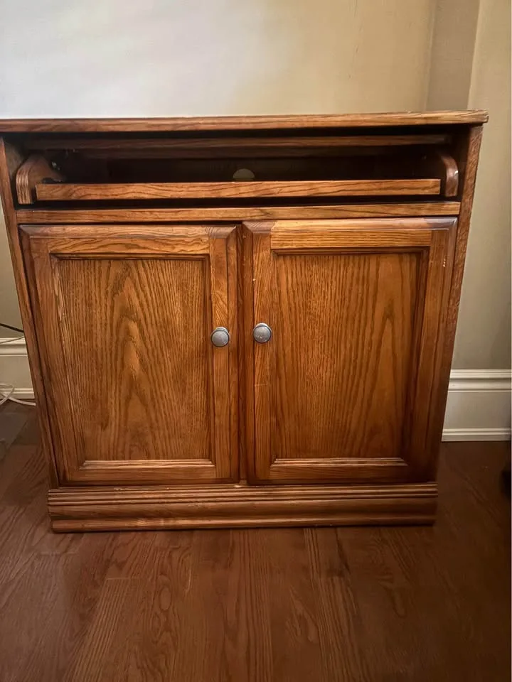 4 piece Executive Desk Set - Solid Oak Rustic oak finish image indicator(9)