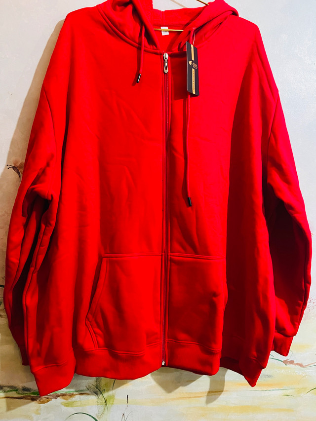 Plus Size Red Zip Up Hoodie-size 4XL - photo 2
