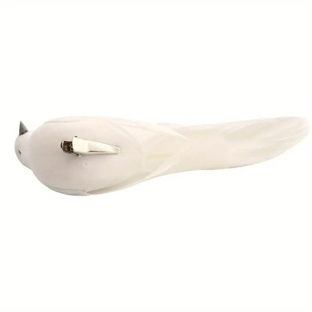 12 pcs White Feather Foam Bird with Clips - photo 4