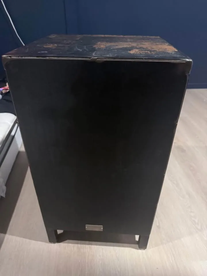 Industrial Black Metal & Glass Nightstand Cabinet image indicator(3)