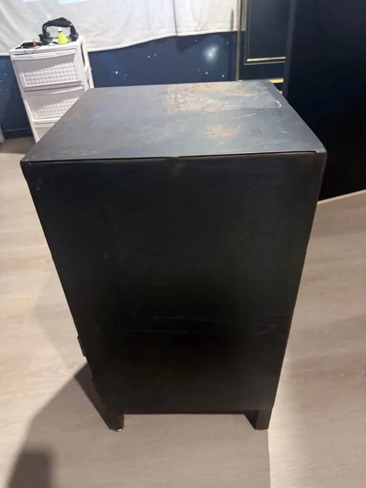 Industrial Black Metal & Glass Nightstand Cabinet image indicator(4)