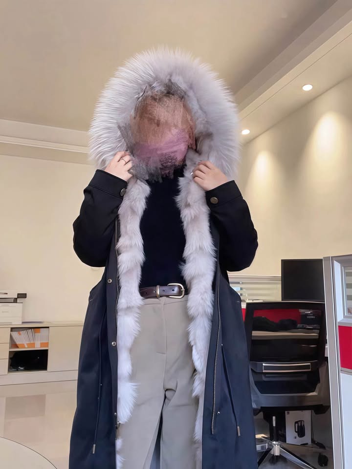 Luxury Women Winter Coat Parka Black Jacket Detachable Fur M/L - photo 2