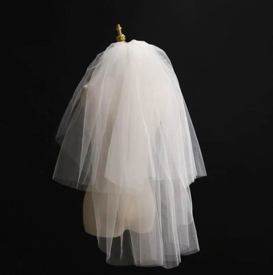 2-Layer Wedding Veil Bridal Accessories Tulle Veil with Comb image indicator(4)