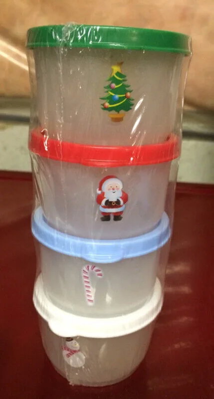 New Christmas Food Storage Containers Snowman, Tree, Santa, Cand thumbnail