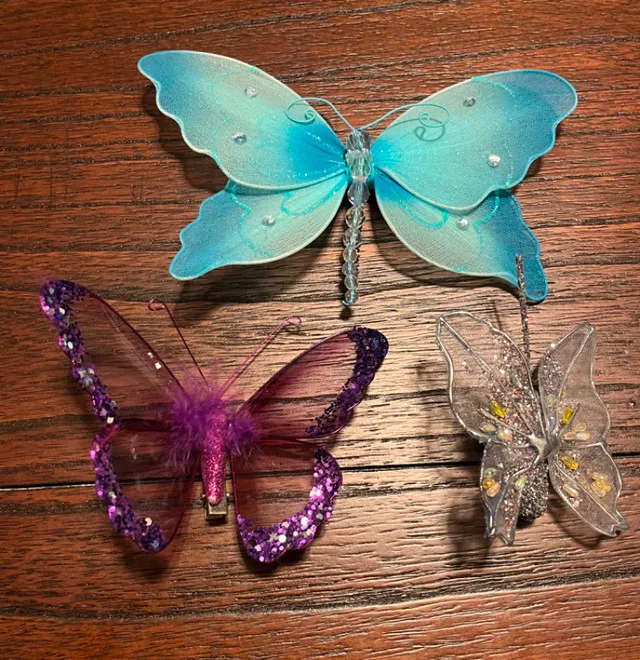 Butterflies Clip-On Purple, Silver, Blue Home Decor For Sale thumbnail