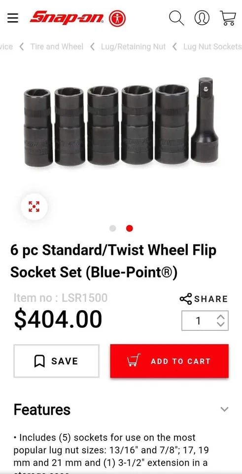 6 pc Standard/Twist Wheel Flip Socket Set (Blue-Point) image indicator(4)