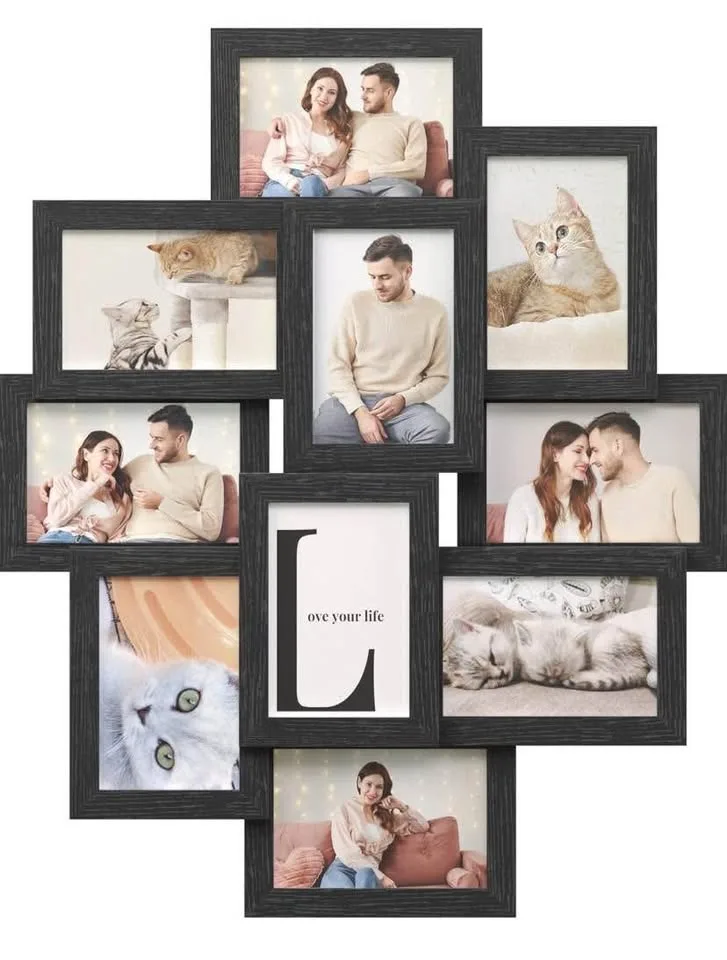 SONGMICS Black Collage Photo Frame - Holds 10 Photos image indicator(4)