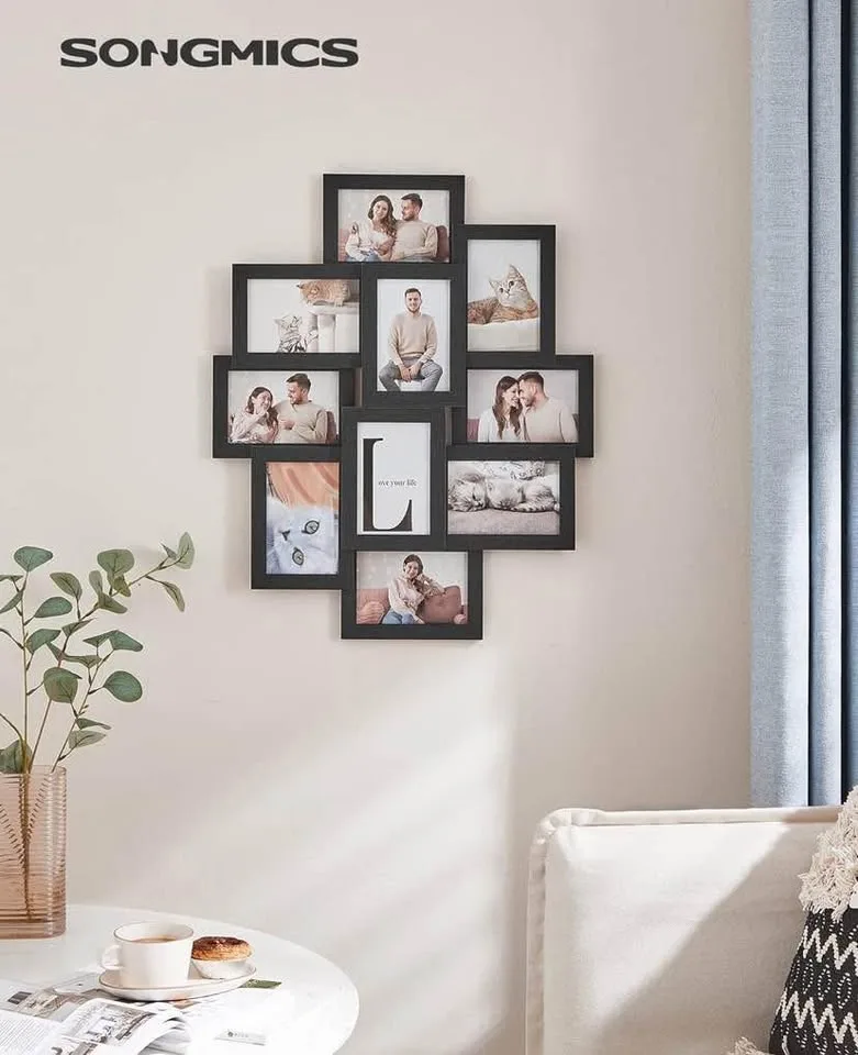 SONGMICS Black Collage Photo Frame - Holds 10 Photos image indicator(5)