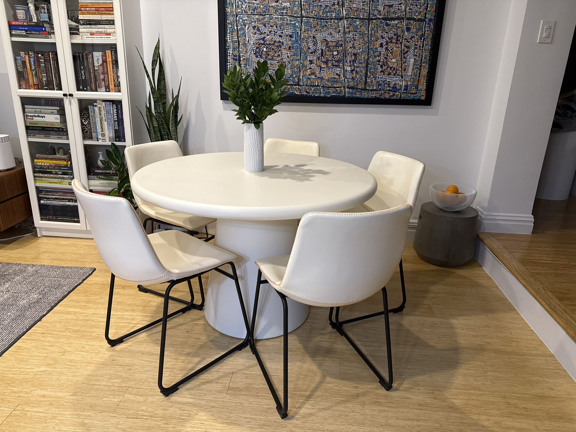 Modern Concrete & Fiberglass Dining Table (44”) + Chairs - photo 5