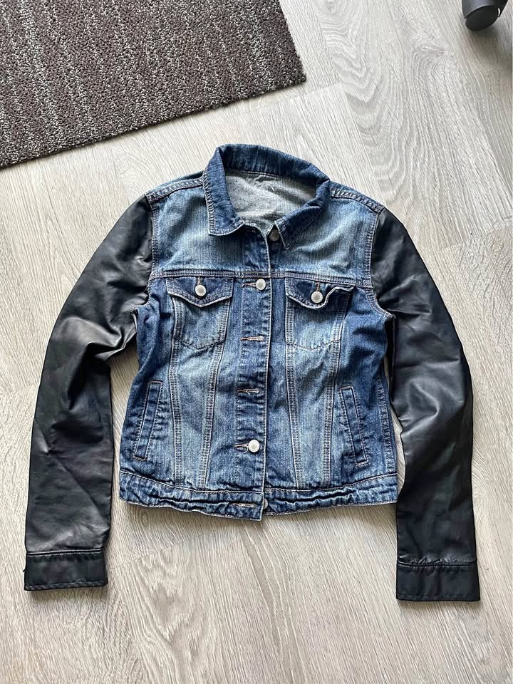 Faux Leather Jean Jacket Size Small