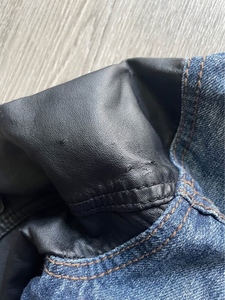 Faux Leather Jean Jacket Size Small - photo 4