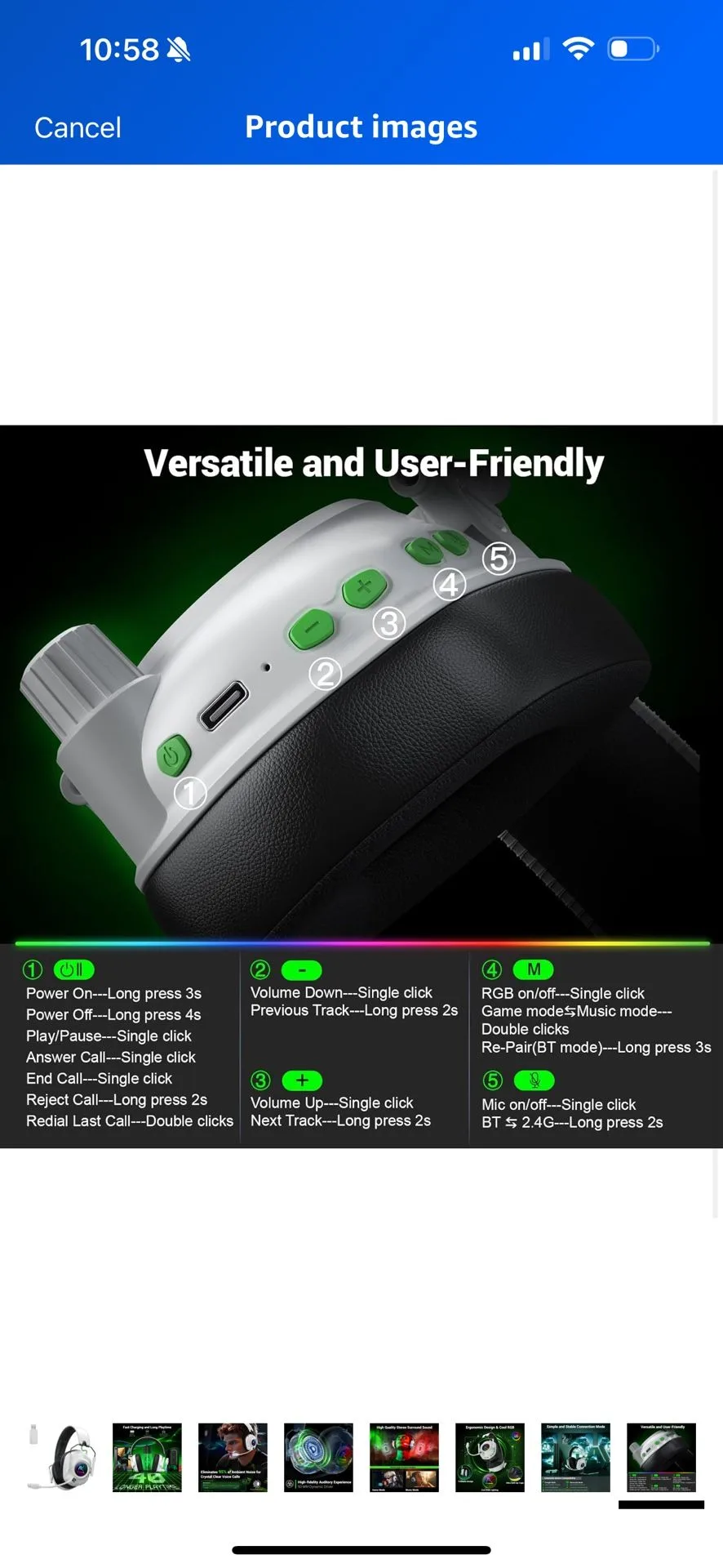 Wireless Gaming Headset with Noise Canceling Microphone image indicator(7)