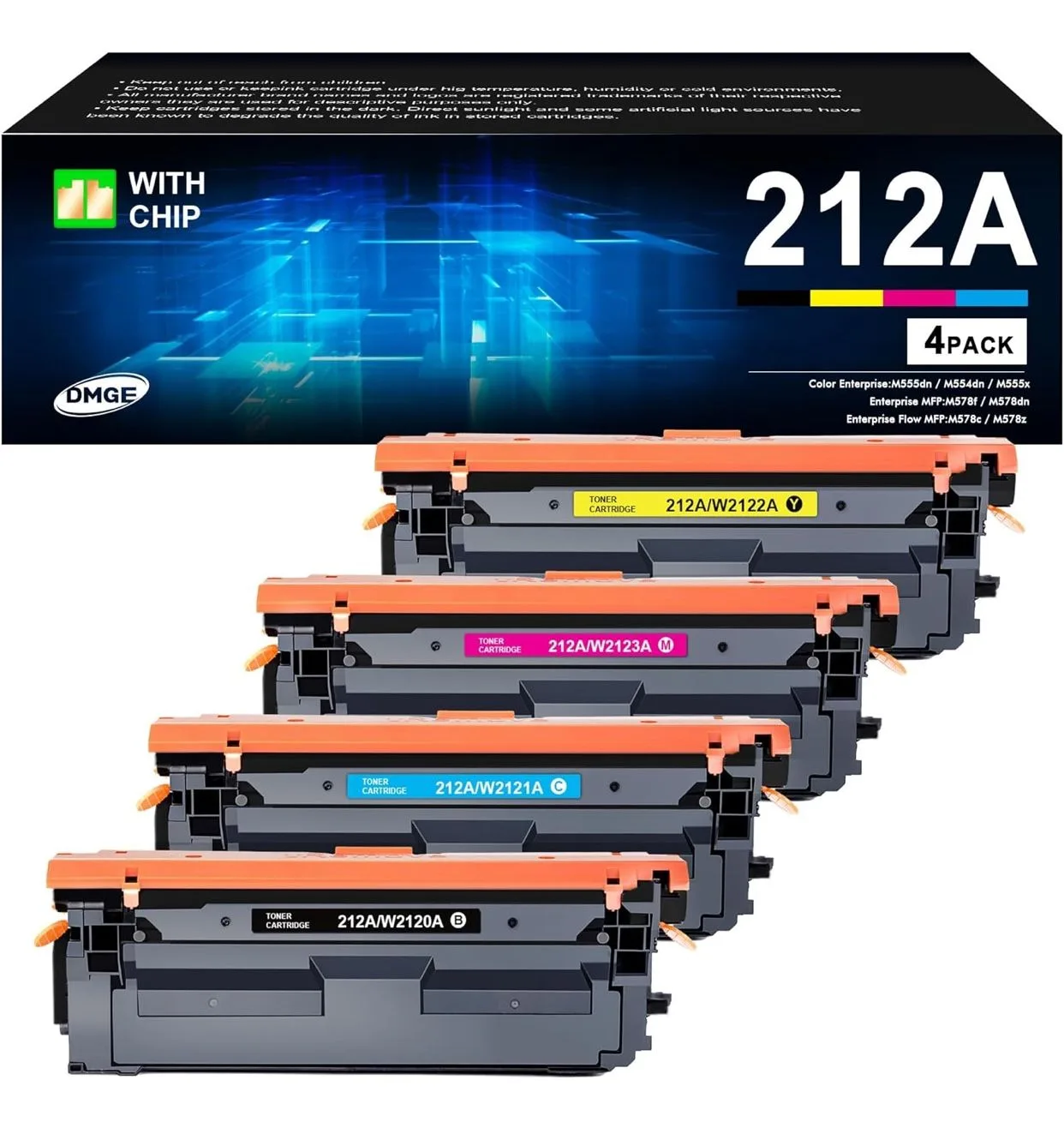 212A 212X Toner Cartridges 4 Pack (with Chip)