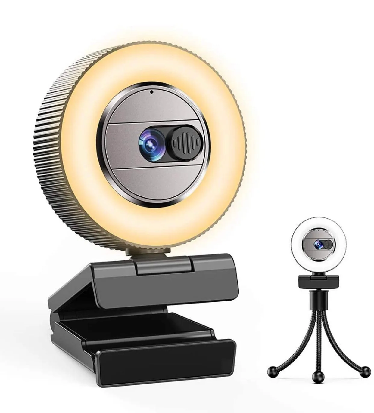 2K Ultra HD Webcam with Microphone and Ring Light