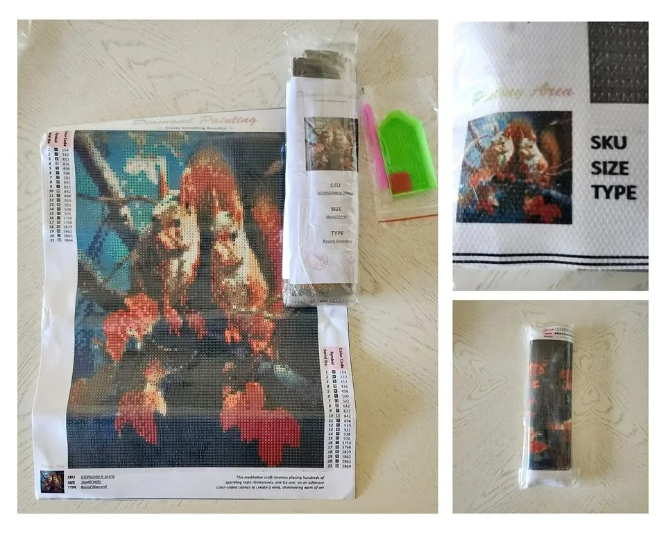 Diamond Dot Art Kits, Two Squirrels in Tree