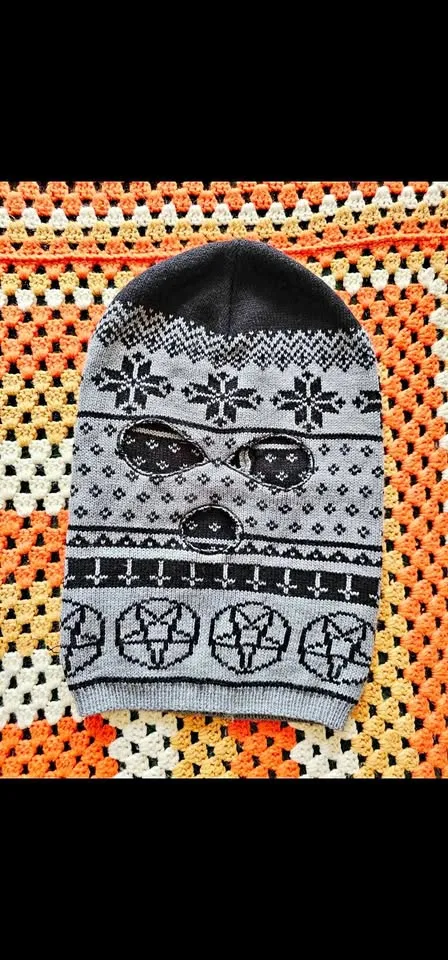 Brand New Satanic Pentagram Knit Balaclava Winter Hat