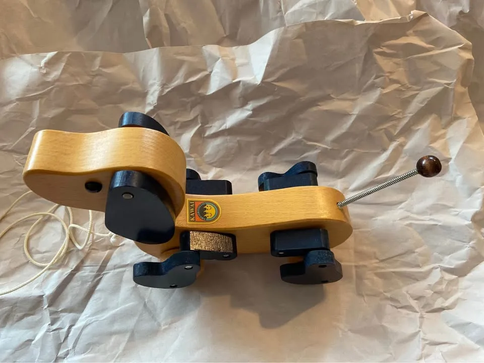 Vintage Japanese wooden pull toy dog image indicator(4)